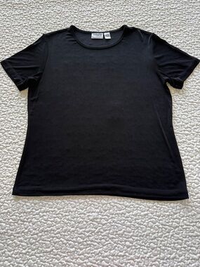 Chico's Travelers Black Short Sleeve Knit Crewneck Top Capsule Layer Sz 3/XL